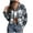 Gray, variant on Brilliant Plus Size Clearance Flannels for Women Cropped Shacket Jacket Fashion Plaid Button Down Shirt 2024 Fall Spring Winter Coat Tops Blue L