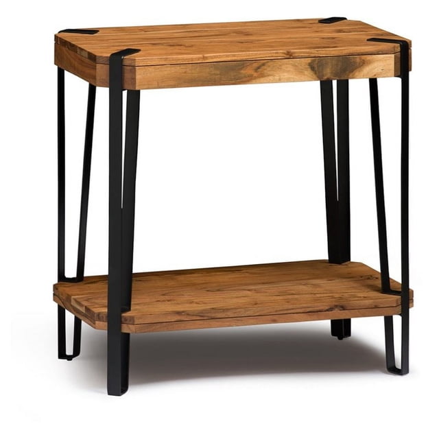 Alaterre Ryegate Natural Live Edge Solid Wood with Metal End Table in Natural