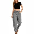 thumbnail image 6 of yuCgh Women's Wide Leg Cropped Casual Elastic Drawstring Waisted Pants with Pockets, Comfortable Harem Pants for Lounge and Outdoor Activities,Gray S, 6 of 6