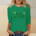 thumbnail image 1 of Meichang St Patricks Day Chemises Femmes Vert Trèfle Graphiques T-Shirts Chanceux Hauts Femmes Manches 3/4 Col Rond T-Shirts de Printemps, 1 of 4