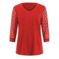 thumbnail image 5 of Laiiidd Women Summer Tops 3/4 Length Sleeve Dressy Casual Blouses for Women 2025 Trendy V Neck T Shirts Summer Clothes(Red,S), 5 of 7