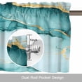 thumbnail image 6 of Teal Marble Kitchen Curtain Valances for Windows Farmhouse Short Curtains, Golden Ink Painting Abstract Art Rod Pocket Valance Curtain for Bedroom Cafe Living Room, 6 of 8