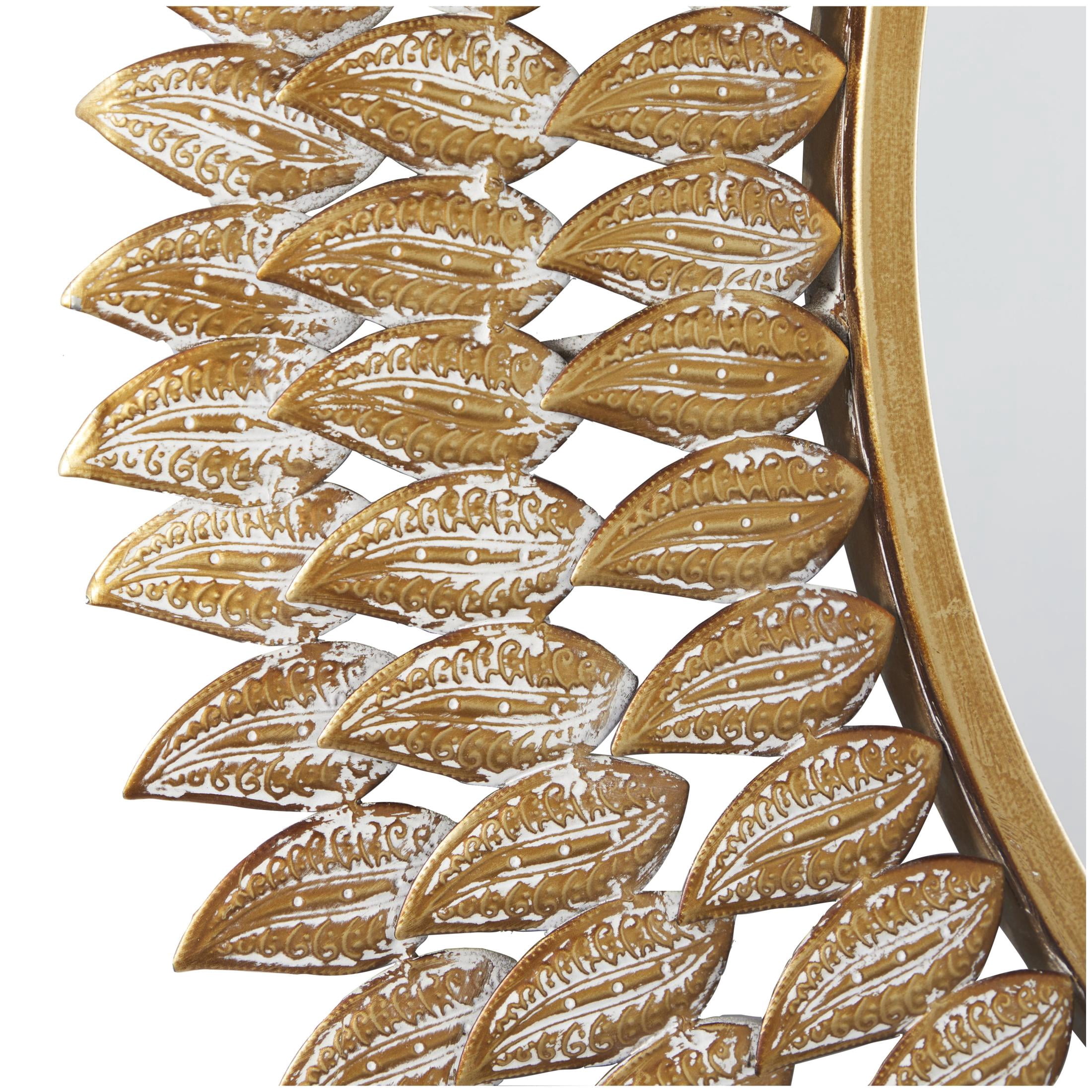 DecMode 32" x 32" Gold Radial Leaf Wall Mirror