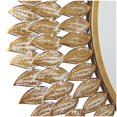 thumbnail image 4 of DecMode 32" x 32" Gold Radial Leaf Wall Mirror, 4 of 7