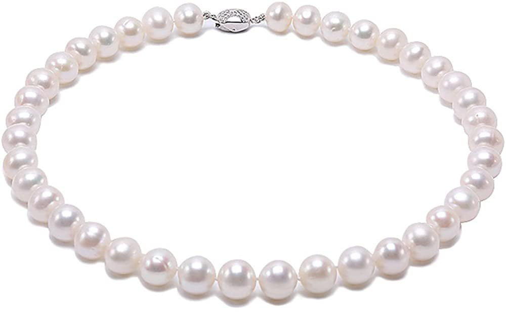 Big 10-11mm Natural WHITE FRESHWATER CULTURED PEARL NECKLACE 18 INCHES 
