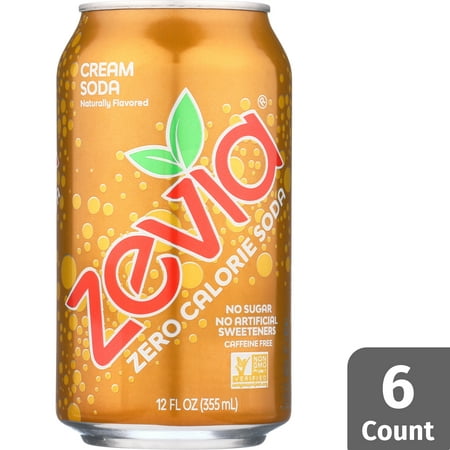 Zevia Zero Calorie Cream Soda, 6 Count (Best Damn Cream Soda Calories)