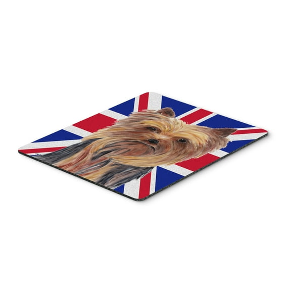 "Yorkie with English Union Jack British Flag Mouse Pad Hot Pad or Trivet"