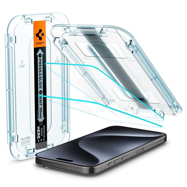 Protector de pantalla Spigen Glastr EZ FIT para iPhone 15 Pro