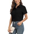 thumbnail image 4 of Womens Short Sleeve Button Down Shirts Official Collar Blouse Basic Simple Dress Shirt, S-5XL, 4 of 7