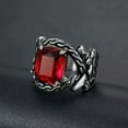 thumbnail image 2 of K-KED Mens Stainless Steel Twist Ring with Gemstone Ring Size 7-15-13-Red, 2 of 6