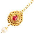 thumbnail image 5 of Sunsoul By Touchstone Indian Handcrafted Faux Ruby Pearls Jewelry Gold Tone Mangtika For Women., 5 of 7