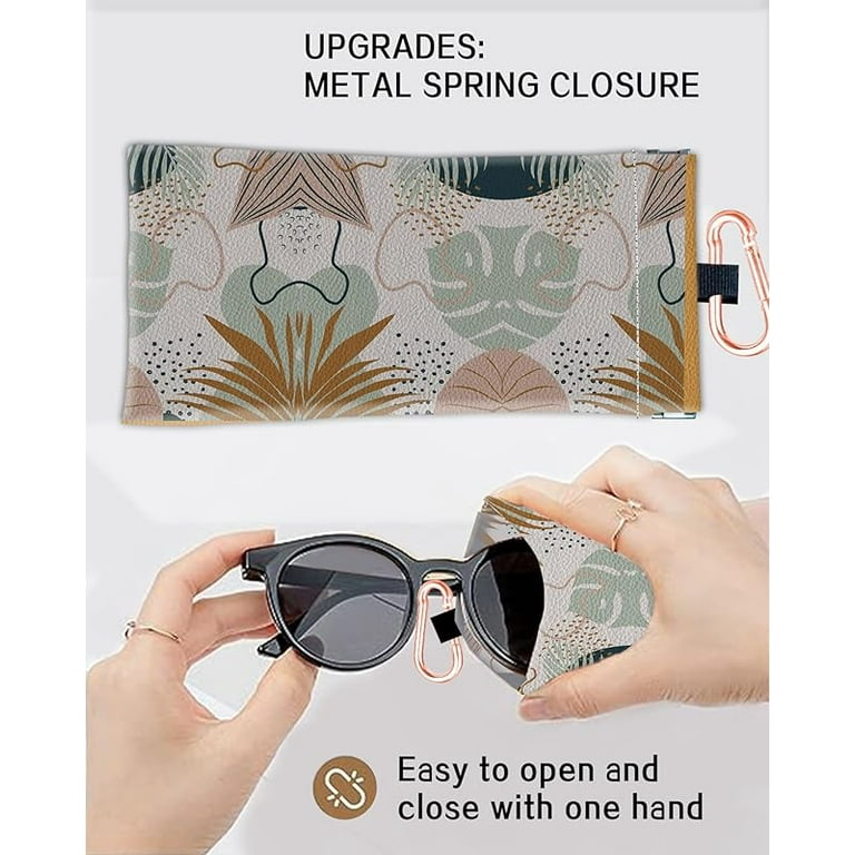 Sunglasses case with rose gold D ring portable durable squeeze top leather soft glasses case sunglasses bag Walmart