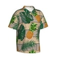 thumbnail image 2 of Balery Pineapples Palm Leaves Print Men's Hawaiian Shirts Short Sleeve Beach Shirt Relaxed Fit Vacation Button Down Shirts-Large, 2 of 9