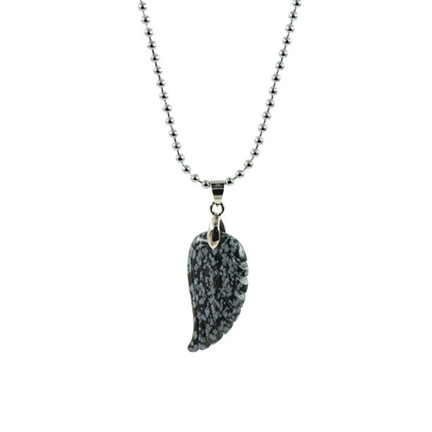 Collar de ala de ángulo Yinane con Colgante de Obsidiana de nieve para Hombres Y mujeres