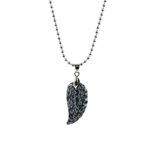 Piedras Naturales Talladas De ángel Colgante Collar Para Mujeres Hombres, Un Perfecto Para Un Ser Querido Obsidiana de nieve Salvador Collar de ala de ángulo