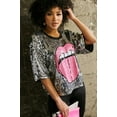 thumbnail image 4 of 2Chique Boutique Women's Short Sleeve Round Neck Sequins Printed Top, 4 of 5