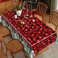 thumbnail image 4 of Disposable Tablecloth, Christmas Tablecloth, Thickened Snowman Snowflake Holiday Party Table Cover, Large 108x54 Inch Red Plastic Tablecloth for Family Gatherings and Outdoor Events, 4 of 6