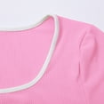 thumbnail image 6 of WTXUE T-Shirts Short Sleeve, Square Neck Shirts for Women's Square Neck Color Block T Shirt 2024 Summer Sli Crop Tops Solid, Knit Tops | Casual for Women Pink S, 6 of 8