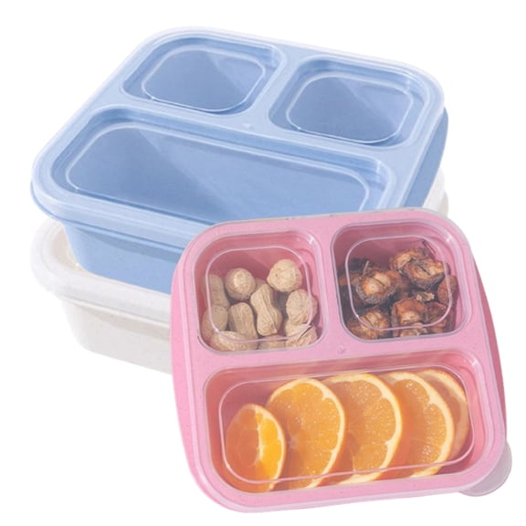 Bxaolu Bento Box, 3 Pack Snack Containers with 3 Compartments for Meal Prep, On-the-Go [Picnic, Travel], Lunchable Container Reusable and BPA-Free, Green