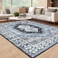 thumbnail image 4 of Tzou Boho Washable Area Rugs 9x12 for Living Room Bedroom, Non Slip Geometric Carpet for Playroom, Stain Resistant, Super Soft(Blue), 4 of 7