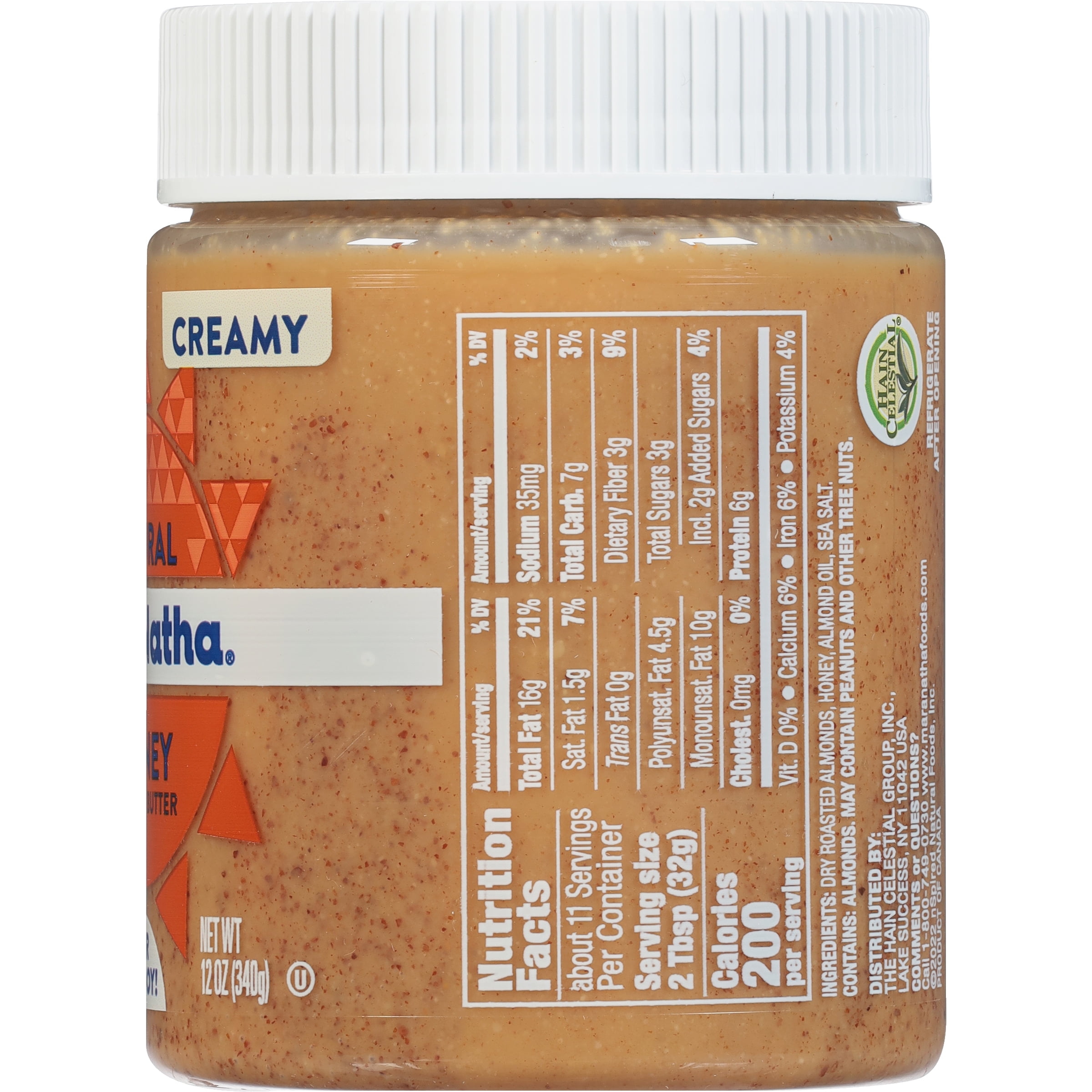 MaraNatha Natural Creamy Honey Almond Butter, 12 oz
