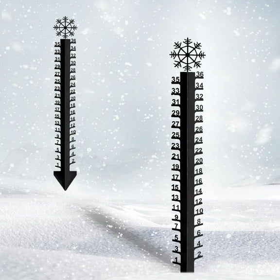 Sunshinehomely Snow Gauge Outdoor, 36 Inch Snow Measuring Stick, Metal Christmas Snow Gauge, Winter Snow Ruler Snowfall Measuring Gauge, Iron Art Snow Gauge for Christmas Yard Decorations