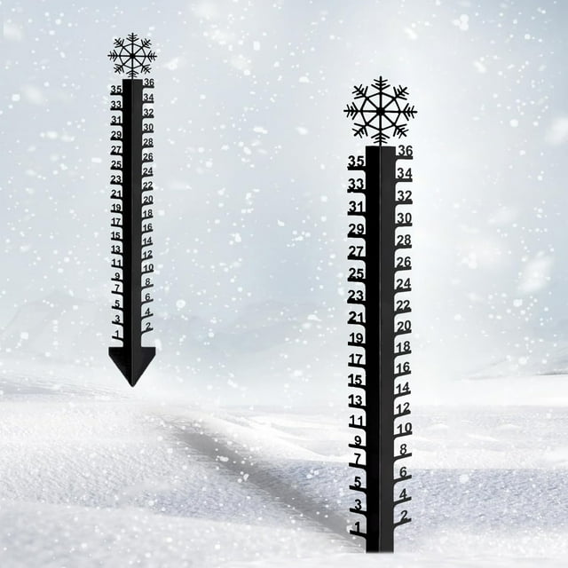 Fiudx Medidor de Muñeco de Nieve, Diseño de Copo de Nieve, Artesanía de Metal Pintada a Mano, Medición de Nieve y Lluvia, Decoración Invernal para Exteriores, Regalo Navideño, Tamaño de 24 Pulgadas