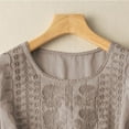 thumbnail image 6 of Endives Women's Cotton Linen T-Shirts Solid Color Pleated Shirts T Shirts, 6 of 8