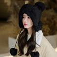 thumbnail image 4 of Dyfzdhu Women Fashion Winter Hat Plush Thicken Custom Warm Hats Wool Cap Black, 4 of 5