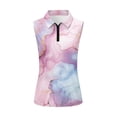 thumbnail image 2 of Uorisanigo Pink Marble Pattern Women's Golf Sleeveless Shirt Size XS Breathable Zipper Neck Hiking Running Workout Tops Comfortable Fashion Tennis Tops, 2 of 7