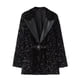thumbnail image 1 of Blazer de moda para mujer, chaqueta de traje con lentejuelas, abrigo informal para mujer con escote empalmado, abrigo para mujer, 1 of 9