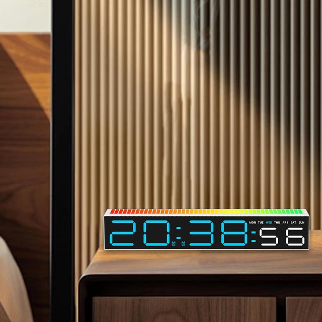 Reloj digital LED Música Regalos electrónicos Regalos Multifuncionales Gran exhibición fácil de leer para músicos Table de oficina dormitorio Luz azul