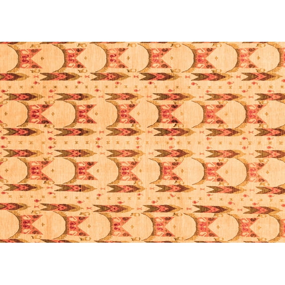 Ahgly Company Indoor Rectangle Abstract Orange Modern Area Rugs, 8' x 10'
