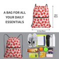 thumbnail image 3 of Wukai Strawberries Waterproof Drawstring Backpack with Zipper Pocket,Large Foldable Gym Bag for Women and Men, Perfect for Sports, Yoga, and Travel, 3 of 8
