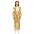 thumbnail image 5 of iiniim Boys Girls Hip Hop Modern Dance Outfit Shiny Metallic Long Sleeve Jacket and Pants Set Tracksuit Gold 10, 5 of 7