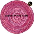 thumbnail image 4 of Jaipur Art And Craft Handmade Braided Bohemian Pink Cotton Area Rug Home Décor Reversible Carpet (7x7 Sq Ft), 4 of 6