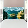 thumbnail image 1 of Landscape Headboard, Mountain Lake in Northern Germany Frozen Peaks Water Winter Season Life, Upholstered Decorative Metal Bed Headboard with Memory Foam, Twin Size, Green White, by Ambesonne, 1 of 4