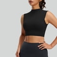 thumbnail image 3 of Vivianyn HD Women's Mock Neck Sleeveless Crop Top, Casual Fitted Base Layer,Black,Size S-XXL, 3 of 7