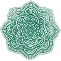 Green Mandala Ring Dish Ceramic Jewelry Tray Lotus Flower Storage Plate for Necklace Bracelet Earrings Rings Organizer Home Decor Western Festival Holiday Women Birthday Wedding Gift Green