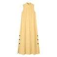 thumbnail image 7 of Lmueinov Women's High Neck Sleeveless Maxi Dress, Side Button Slit Loose Flowy Long Dress for Beach Vacation Casual Wear S-2XL, 7 of 7