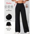 thumbnail image 2 of Women High Waist Straight Leg Pants Tummy Control Stretch Casual Work Weekend Trousers, 2 of 3