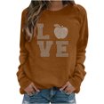 thumbnail image 1 of Mujeres Casual Manga completa Cuello redondo Tops Camisas sueltas Blusa Pullover Sudadera con estampado brillante Pompotops FGAJ3561, 1 of 5