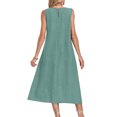 thumbnail image 5 of Laqbezok Women's Sleeveless Cotton Linen Dress, Casual Round Neck Loose Fit Midi Sundress with Pockets, Boho A-Line Tank Gown, 5 of 8