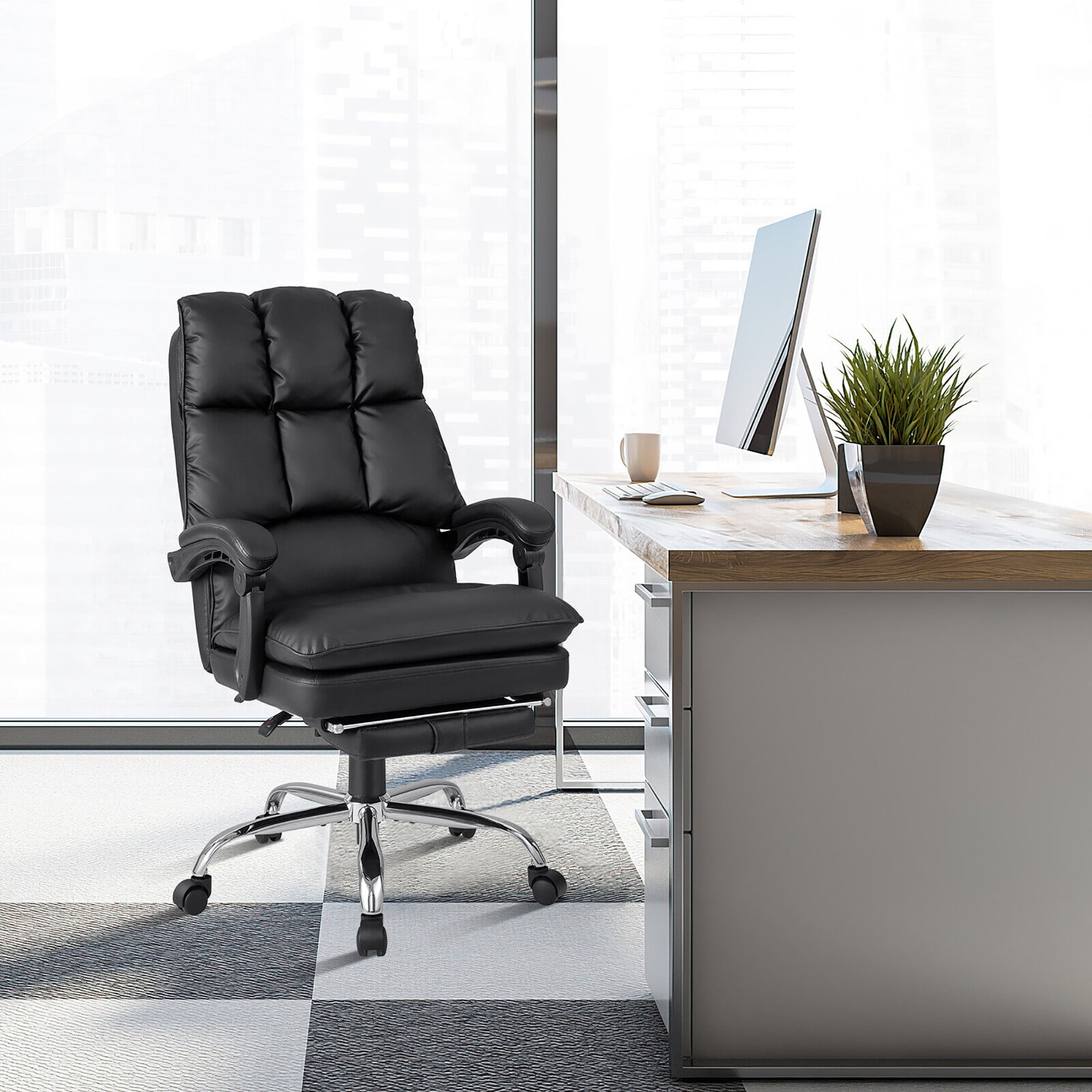 Gymax High Back Reclining Office Chair Ergonomic Computer Desk