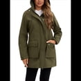 thumbnail image 3 of Chaquetas Softshell Impermeables para Mujer, Abrigos Cálidos con Forro y Capucha, Chaqueta Impermeable Larga. Verde XL, 3 of 10