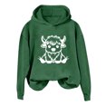 thumbnail image 2 of Sevevn Women's Casual Printed Round Neck Long Sleeved Top Loose Hooded Sweatshirts Green M Summer Savings, 2 of 3