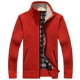 thumbnail image 6 of Herrnalise Men's Stand Collar Plush Knitting Sweater Long Sleeve Solid Color Zipper Coat Red, 6 of 6