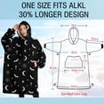 thumbnail image 4 of Oversized Wearable Blanket Hoodie,Black White Halloween Bat Moon Spider Pattern Sherpa Blanket Hoodie with Super Pockets,Super Warm Fuzzy Pullover for Women & Men, 4 of 6