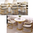 thumbnail image 4 of Upholstered Reception Chair Modern Kitchen Dining Room Chairs With Armrest Leather Modern Accent Armchairs With Barrel Backrest Side Chair For Living Room, 4 of 6