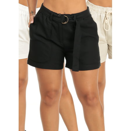 BEST SUMMER DEAL! MEGA PACK of Womens Juniors Ultra High Waist Linen Casual Shorts (3 PACK G34)